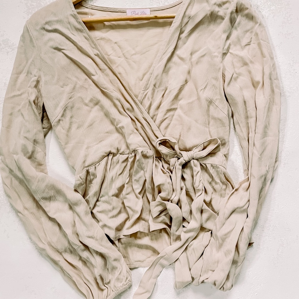 Pink Lily Taupe Blouse